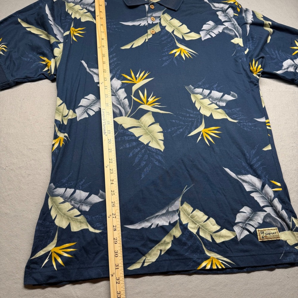Tommy Bahama Relax Mens L Navy Blue Bird of Paradise Tropical Cotton Polo Shirt - Picture 7 of 11